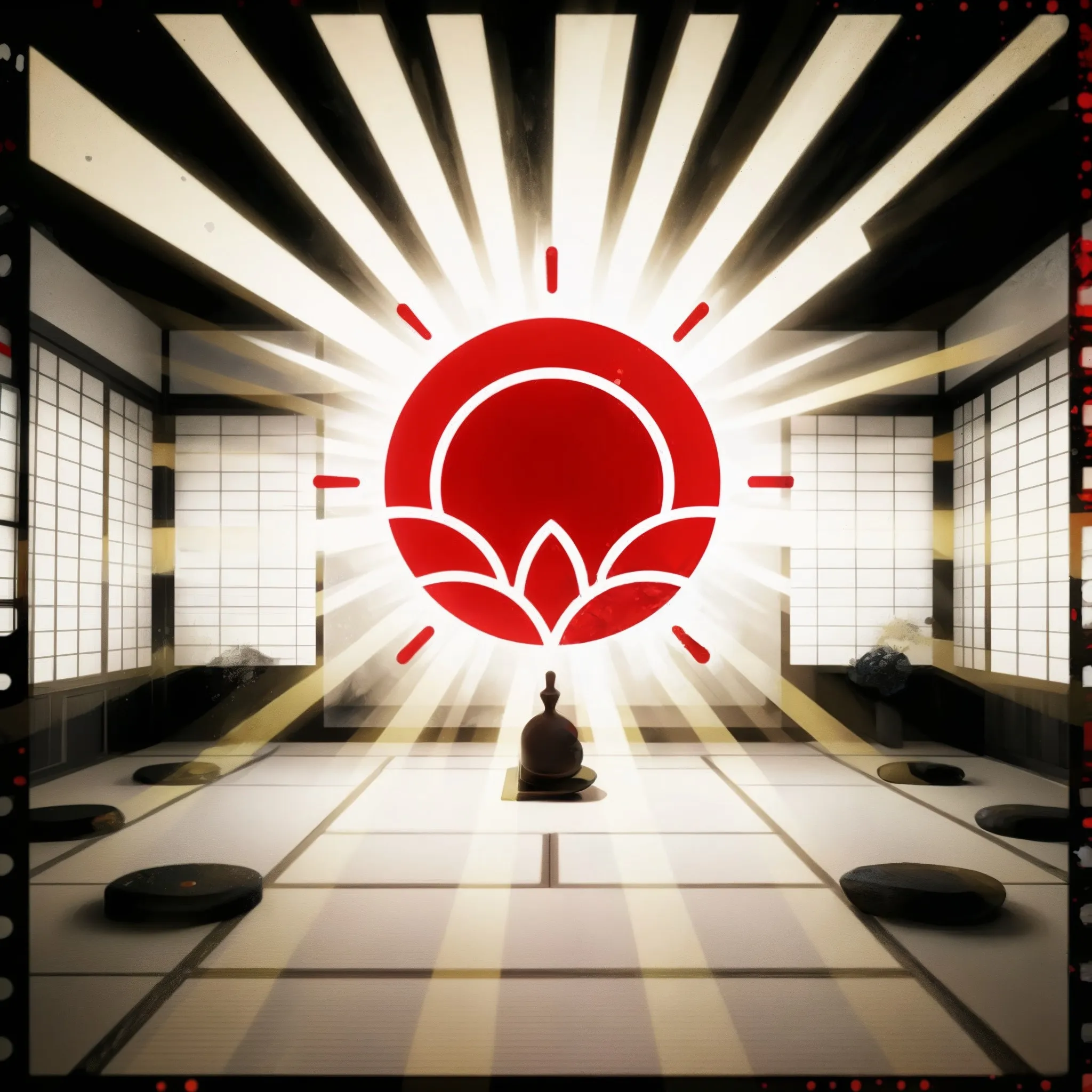 Japanese tea ceremony setup with traditional utensils and matcha tea